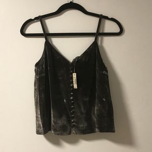 Madewell Grey Button-Down Velvet Cami NWT